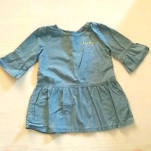 Carter's SZ 3T Chambray Dress Peplum Embroidery ( Lovely) and heart.